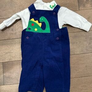 Florence‎ Eiseman romper Johnny overall blue dinosaur set boys 9 months